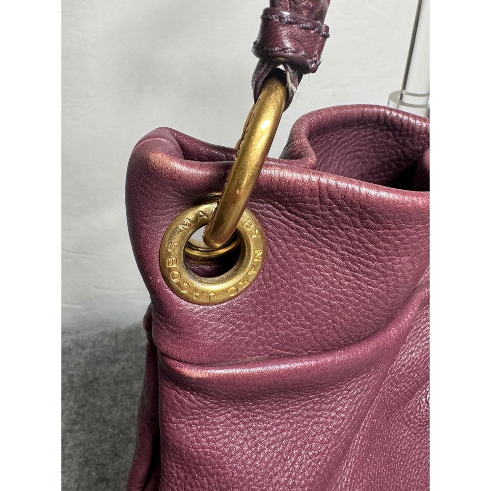Marc Jacobs Classic Q Hillier Hobo Bag Purse Burgundy Leather - Picture 7 of 15